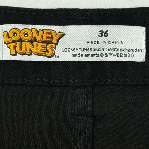 Looney Tunes Men's Stretch Black Jeans Cartoon's Graphic Bling Bunny Size 36 NWT - Picture 5 of 11